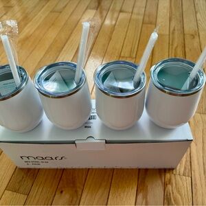 White Insulated Stemless Tumblers - Set of 4-Maars tumblers with lid and straw